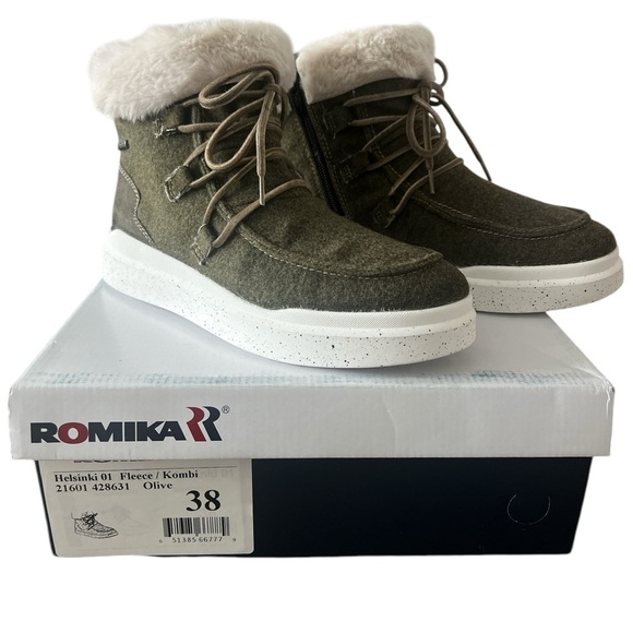 Romika White and Green Winter Rain Boots with Fur Lining - Picture 6 of 8